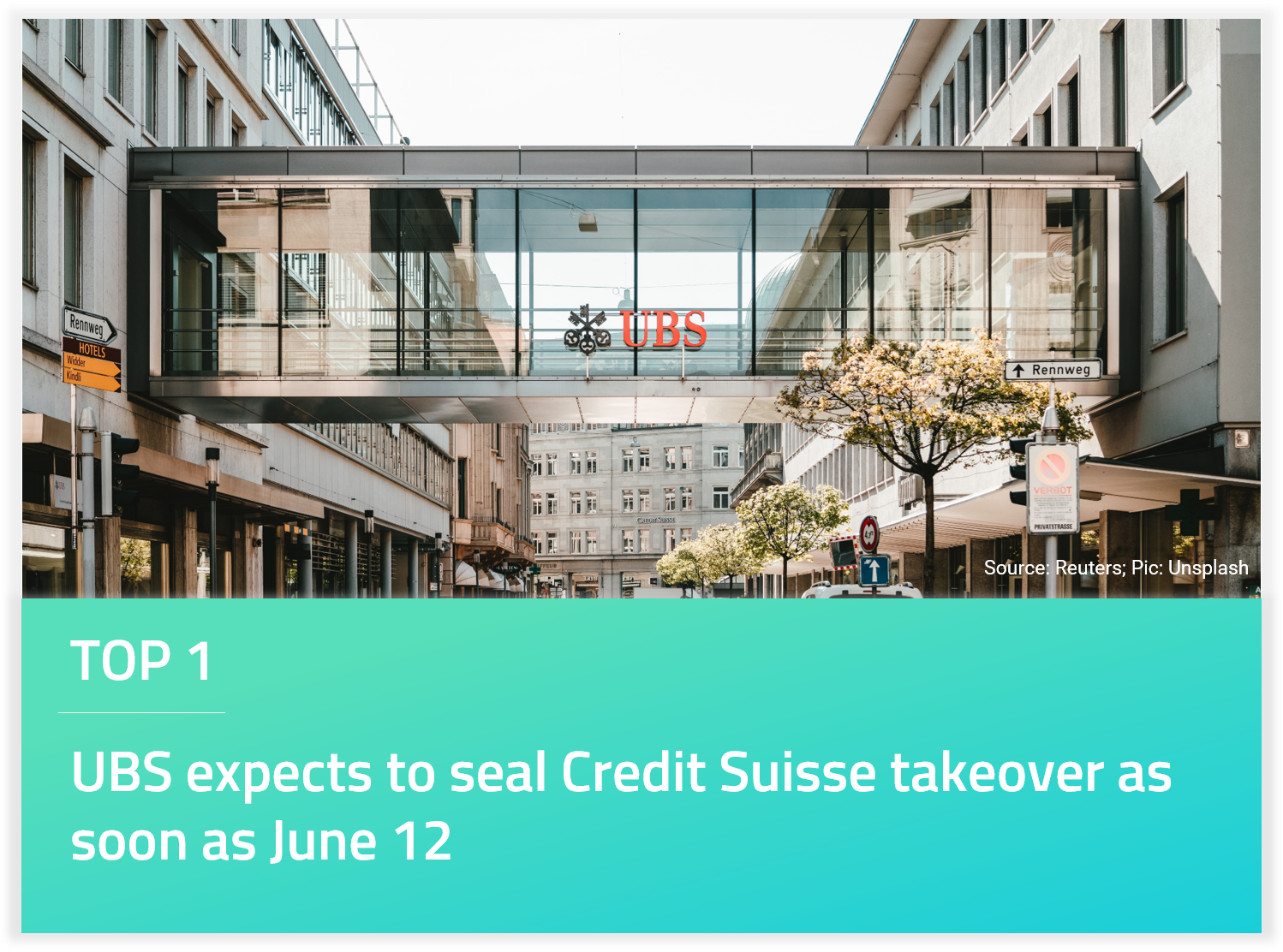 UBS expects to seal Credit Suisse takeover as soon as June 12