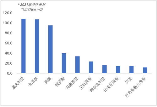 2021年的全球液化天然气出口国